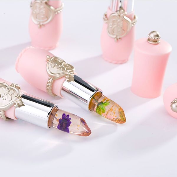 Pop Jelly Crystal Flower Lipstick Long Lasting Waterproof Cambia colore Rossetti trasparenti Trucco labbra di moda di qualità