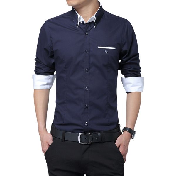 

nice men fashion casual long-sleeve slim collar shirt men shirts clothing fashion, White;black