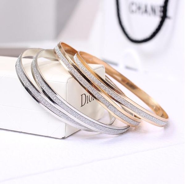 

fashion women matte rose gold bangle 18k gold & silver plated double ring bangles women lady matte bracelets 30 pcs