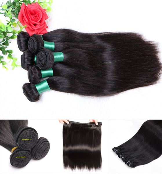 

malaysian virgin hair silk straight 3 or 4 bundles peruvian 100 unprocessed malaysian hair promotional price human hair weave dhl, Black