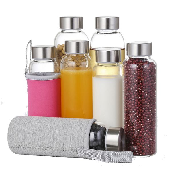 

the latest glass bottle environmental protection borosilicate glass water bottle with colorful protective cover mx5016