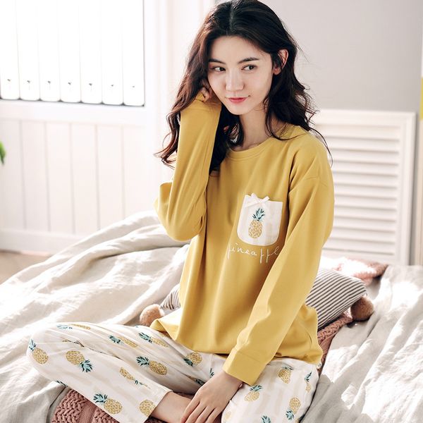 

autumn winter women pajamas set long sleeve round neck cartoon print pyjama homewear pyjamas women pijamas mujer large size -xx, Blue;gray