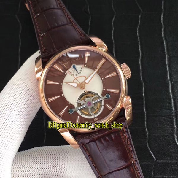 

6 color luxury new kalpa pfh251-1000100-ha1241 maroon dial tourbillon automatic mens watch rose gold case leather strap sport watches 04, Slivery;brown