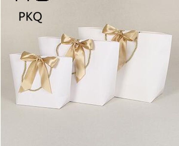 

10pcs 21x7x17cm white red portable wedding party gift packaging paper bag with handle baby shower gift wrapping bag