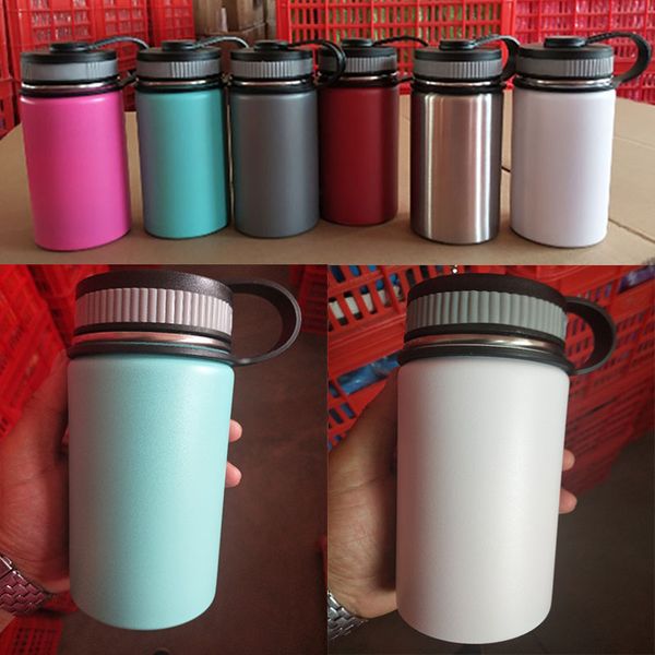 

12oz vacuum water bottle insulated 304 stainless steel water bottle wide mouth travel water bottles with filp lids cup wx9-700
