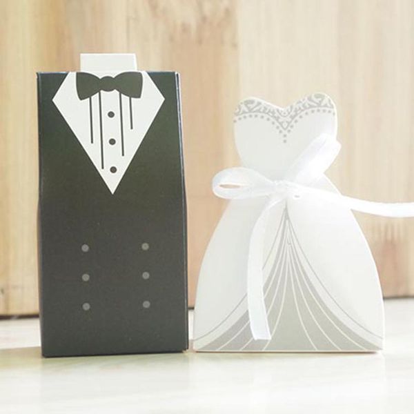 

6 style wedding candy box with ribbon bride groom gift boxes for party