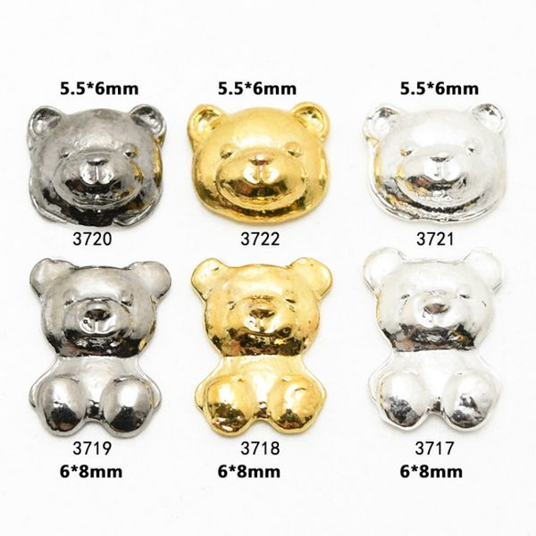 

new fashion alloy nail jewelry popular cute bear nails rhinestone diy nail / mobile phone shell decoration, Silver;gold