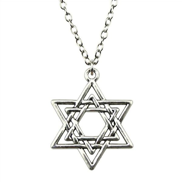 

wysiwyg 5 pieces metal chain necklaces pendants male necklace fashion star of david 33x26mm n2-b10515, Silver