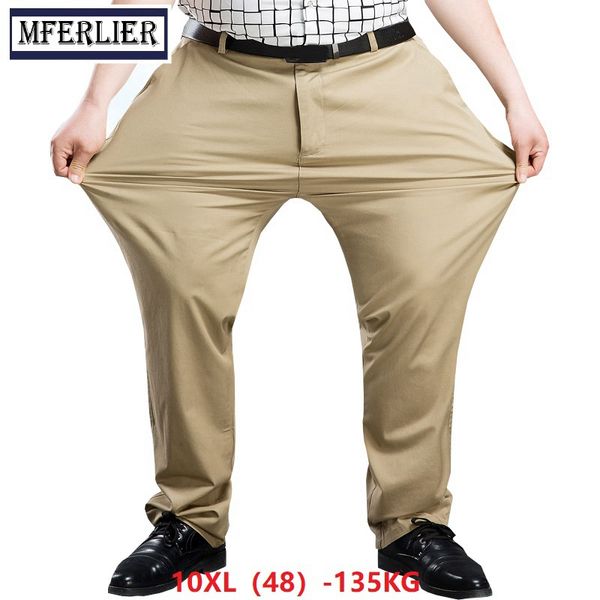 

men pants trousers 9xl 10xl stretch elasticity loose large size 7xl 8xl men classic casual office pants 44 46 48 khaki, Black