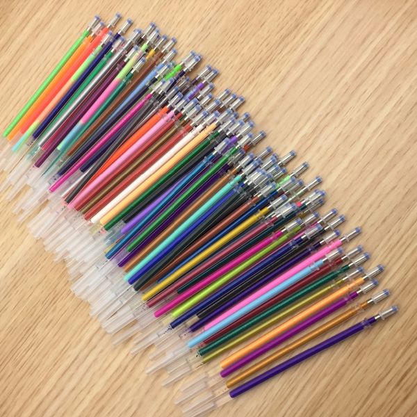 

100pcs/set flash gel pen refill color full shinning refill for children drawing school office stationery 100 colors art supplies