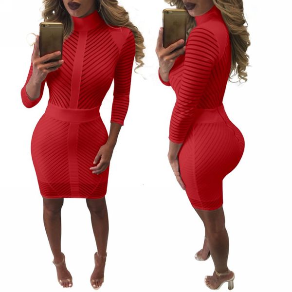 

mesh party dresses night club dress 2018 bodycon dress club f527 red long sleeve, White;black