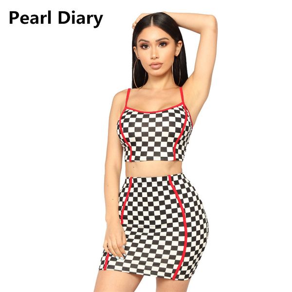 

fashion women's black and white plaid skirt with two pieces of leisure suit s  l xl wholesale suit 0236(pearl diary
