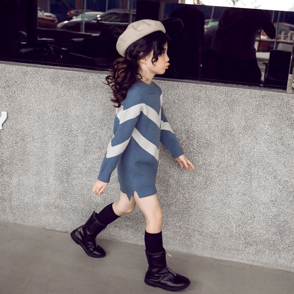 

girls long sweater girl knitted clothes 2018 pullover blue yellow 10 12 years old
