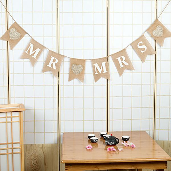 2019 Linen Colored Triangle Banner Alphabet Lace Flags Wedding Party Christmas Decoration Hotel Banquet Home Layout Supplies Factory Direct From