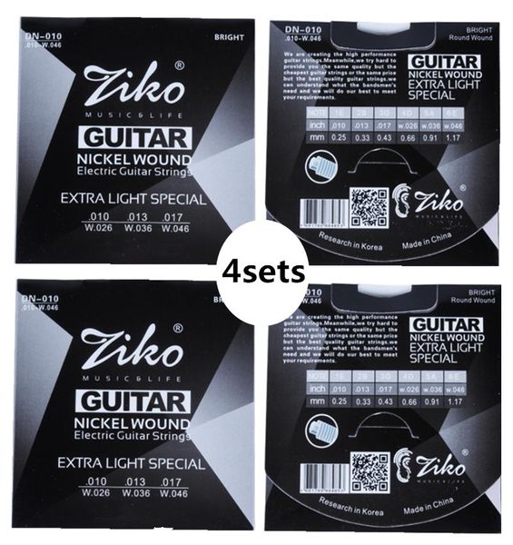 4 set ZIKO .010-.046 DN-010 accessori per chitarra per corde per chitarra elettrica parti di chitarra