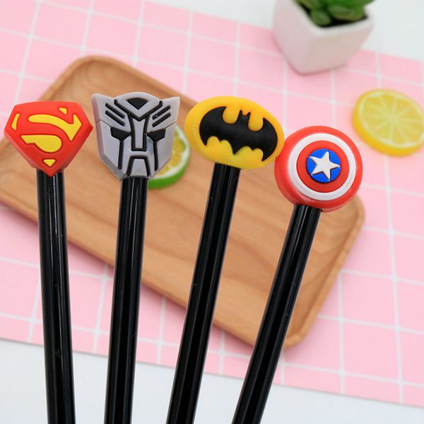 

4 pcs/lot detachable hero gel pen 0.5mm black ink pen school office student exam writing stationery supply gift for kids