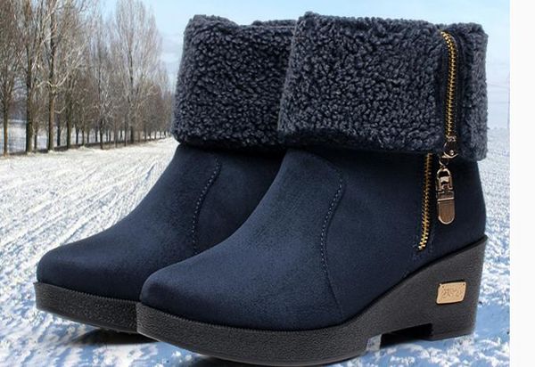 

send 2018 autumn winter women's cloth boots thickened slope heel waterproof table thick bottom short boots, Black