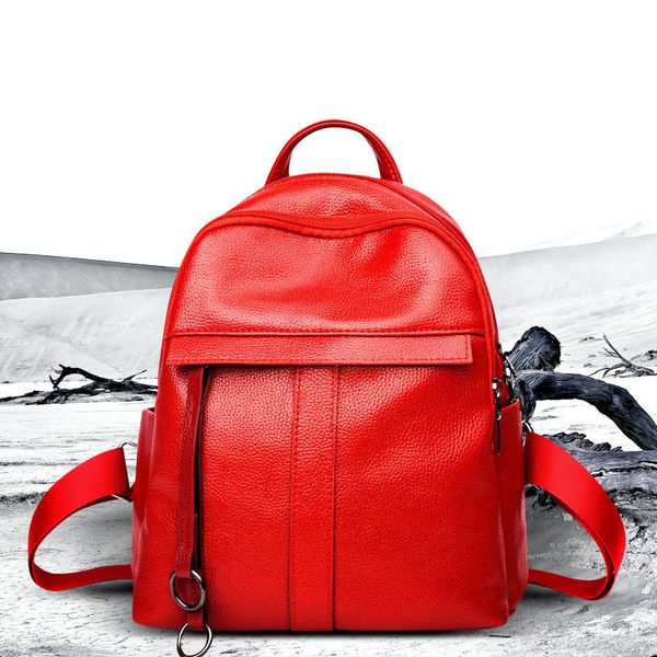 

2018 new backpack female soft leather ms han edition tide joker dual-use female fashion satchel contracted travel bag
