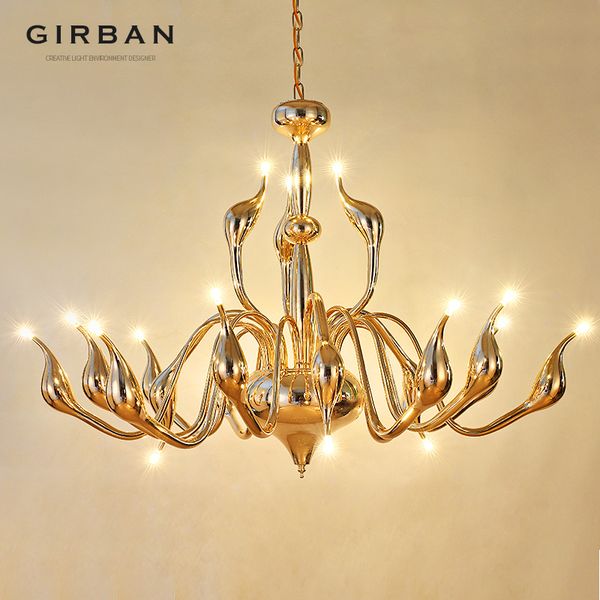 

girban brand modern decoration g4 lighting european swan chandeliers candle crystal led ceiling chandelier bedroom living room