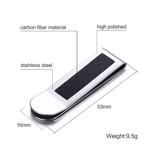 

simple metal money clip stainless steel fashion money clip cash clamp holder simple metal, Black