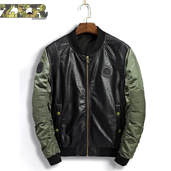 

zuoxiangru new brand leather jacket men spring autumn designer fashion stand collar pu motocycle jackets men pilot coats jackets, Black;brown