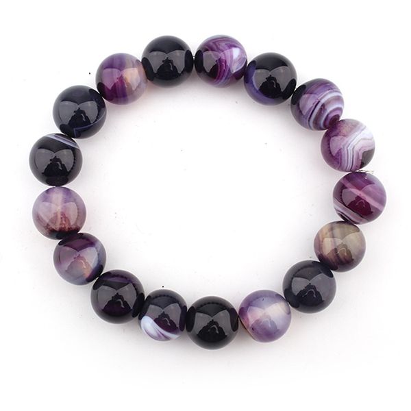 

natural crystal bracelet bangle 14mm purple striped dream agate ball diy crystal bead bracelet jewelry women support fba drop shipping h541f, Black