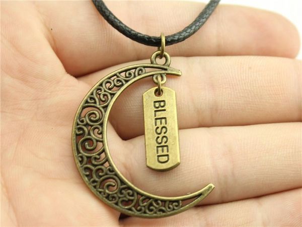 

wysiwyg 5 pieces leather chain necklaces pendants choker collar male necklace fashion blessed tag 21x8mm n6-a11573-a11459, Golden;silver