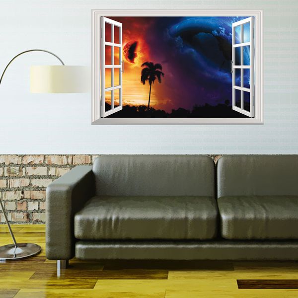 

wholesale planet 3d window poster wall stickers creative decorations for kids baby nursery bedroom home decor