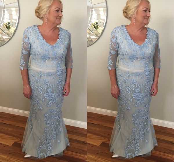 

2019 light sky blue plsu size sheath mother of bride dresses scoop neck lace elegant formal dresses evening plus size robes de fête, Black;red