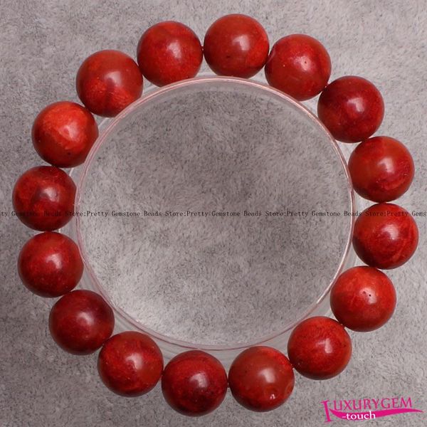 

8,10,12,14mm natural red sponge coral gems elasticity bracelets 7.5" w3600, Black
