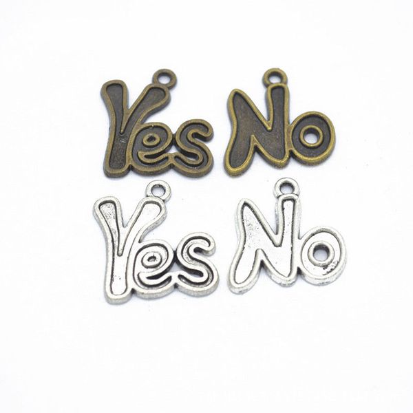 

200 pcs /lot yes & no charms pendants for jewelry making bracelet accessories findings craft handmade diy, Bronze;silver