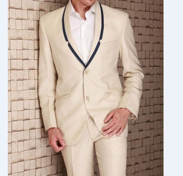 

brand new beige 2 piece suit men wedding tuxdos groom tuxedos shawl lapel two button men blazer(jacket+pants+tie) 1319, Black;gray