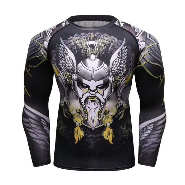 

2018 men's sportswear fitness tights, beast - dragon animal 3d manga t-shirt rashguard mma quick-drying breathable mens t-shirt, White;black