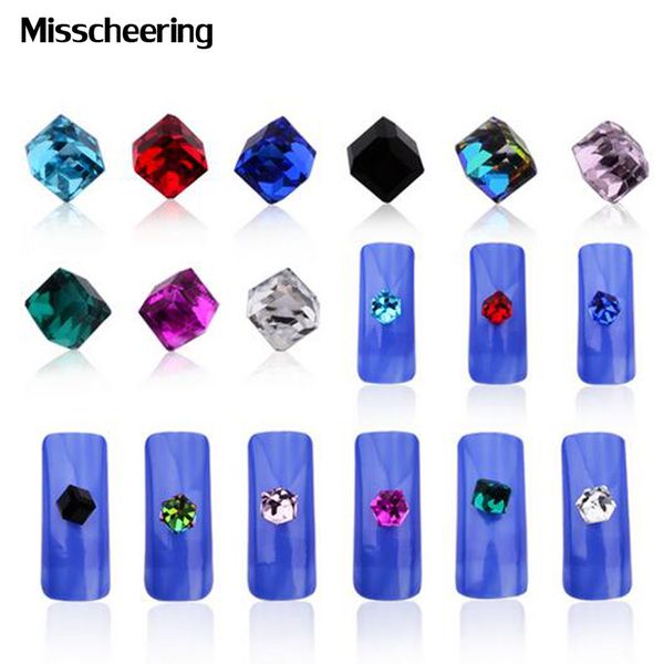 

20pcs/pack glitter crystal ab rhinestone cube square glass micro beads nail stone 4mm diy beauty 3d nail art decortions, Silver;gold