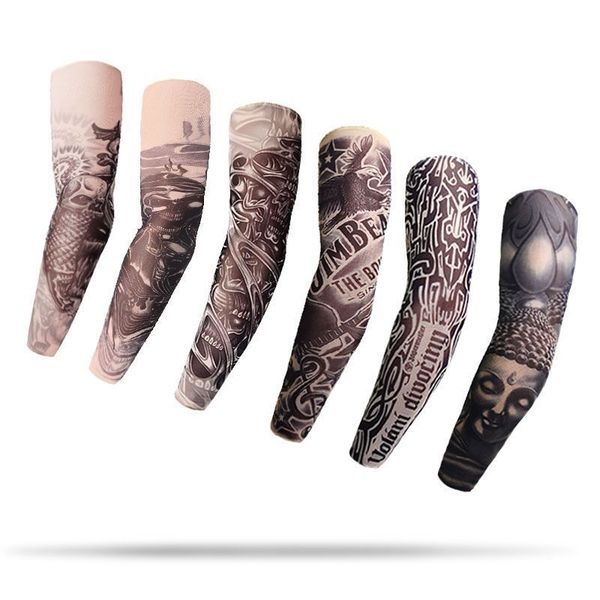 

205 styles big size elastic tattoo arm sleeves 3d print fake tattoos arms cover 8*48*12cm temporary tattoo mens body arm stockings, White