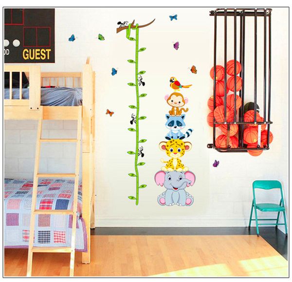 Lovely Tiger Animals Height Measure Wall Stickers Decal For Kids Rooms Mural Baby Girl Boy Room Nursery Home Decor Wall Stencils Stickers Wall Sticker