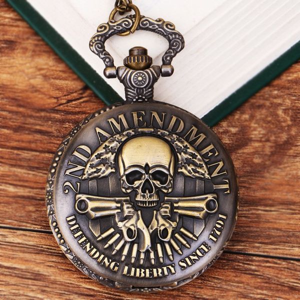 

sell 100pcs/lot vintage bronze pocket watch ghost head necklace women kids birthday xmas gifts wholesale, Slivery;golden