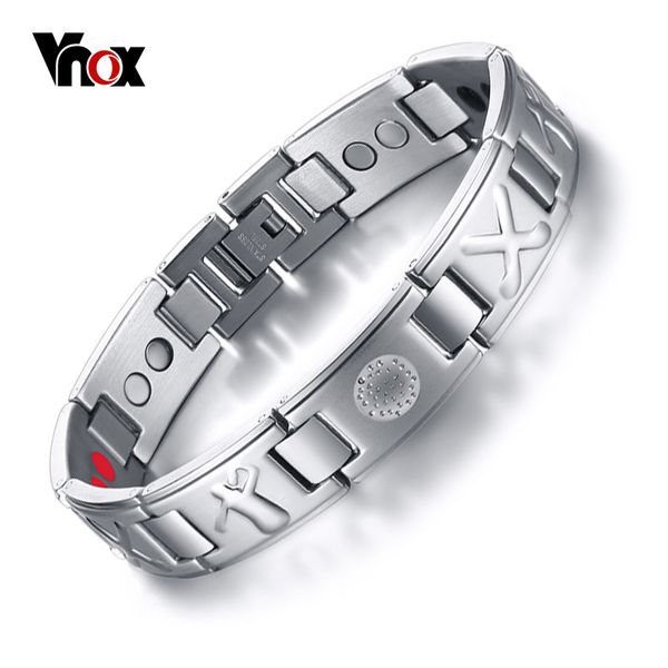 

vnox men's bio 4 s energy magnetic bracelet healing stainless steel golf bracelets drop-shipping health care jewelry, Golden;silver