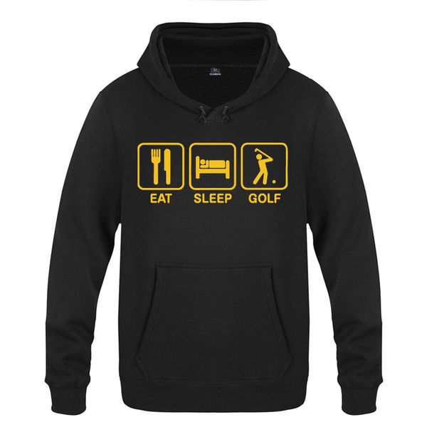

eat sleep golf funny creative sweatshirts men 2018 mens hooded fleece pullover hoodies, Black