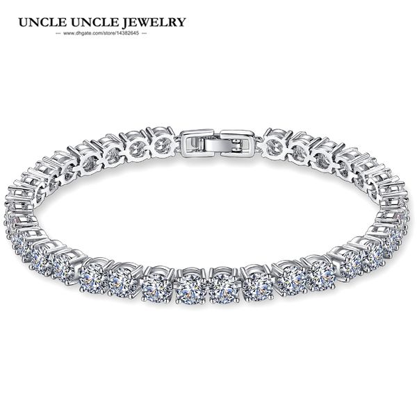 

Silver Color Brand Design Clear Cubic Zirconia Fully Inlays Woman Luxury Strand Bracelet Wholesale Wedding Perfect Gifts