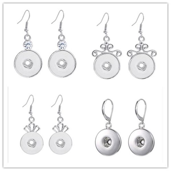 

wholesale ginger snaps jewelry earrings 18mm drop snaps earrings trend interchangeable earrings diy jewelry, Silver