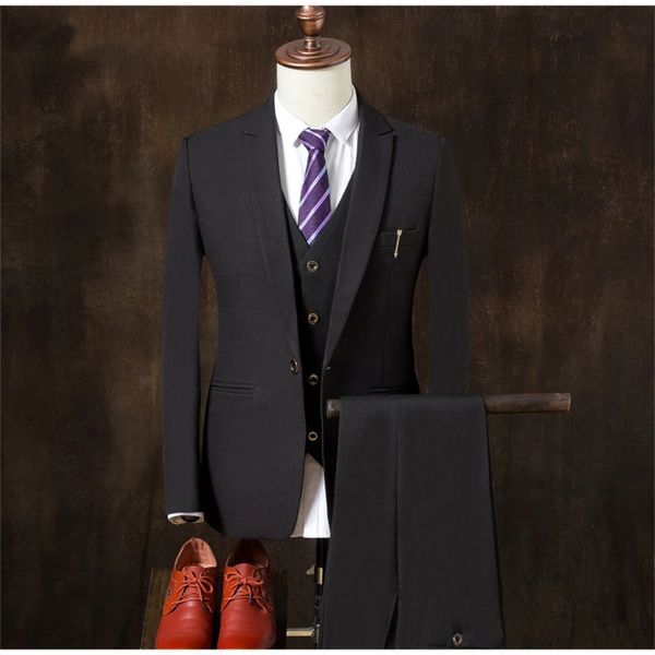 

custom made 2018 men's suits black blue formal wedding suits for man tuxedo groom business handsome groom prom man jacket+pants+vest, Black;gray