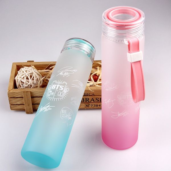 

letter lemon cup kpop bts bangtan boys group official the same summer gradient frosted glass bottle
