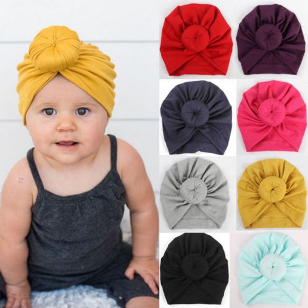 

baby newborn baby kid girl infant toddler bowknot beanie cute hat hospital cap comfy knotted headwear headband, Yellow