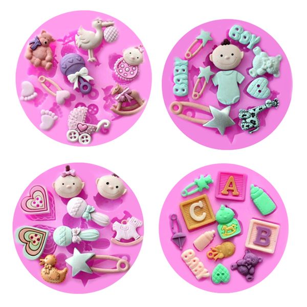 

pastry tools 1pc silicone mold baby theme baby carriage fondant chocolate soap mold cake stencils bread mould kitchen baking pan