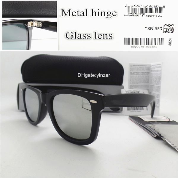 

gradient glass lens classic sunglasses men women brand designer square hinge fashion eyewear 52mm shade plate sun glasses with case, White;black
