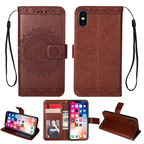 

2018 delicate design for iphone x designer suitcase embossed sunflower pu kickstand case for goophone x wallet case with hanging strap