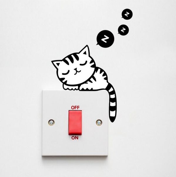 

diy funny cute black cat switch decal wall stickers home decals bedroom kids room light parlor decor