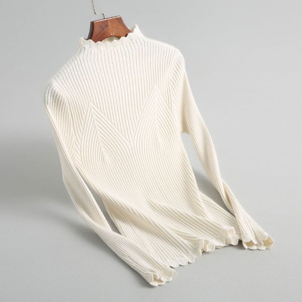 

j158 women solid color weave edge elegant sweater autumn winter ladies match all sweaters knit, White;black