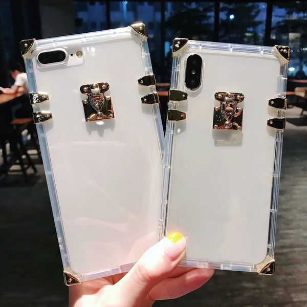 

Fashion Frame Style Phone Case Clear Crystal Design for IPhone X 8 8plus 7 7plus 6 6s Plus Cases Transparent Anti-knock Smrtphone Back Cover